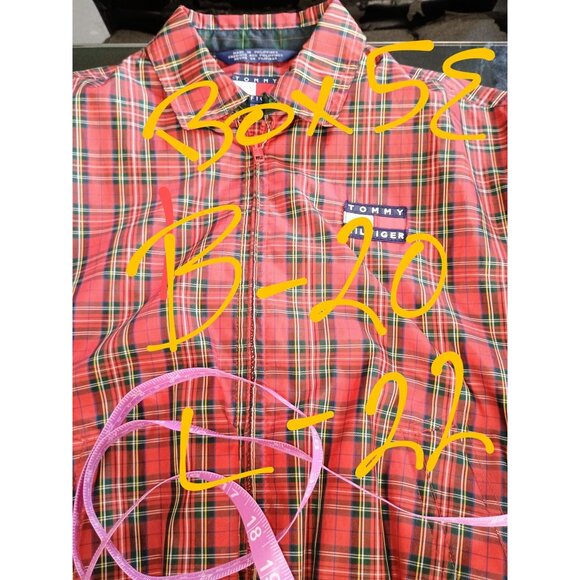 VTG Tommy Hilfiger Red Plaid Golf Lightweight Windbreaker Jacket Small - Picture 10 of 10